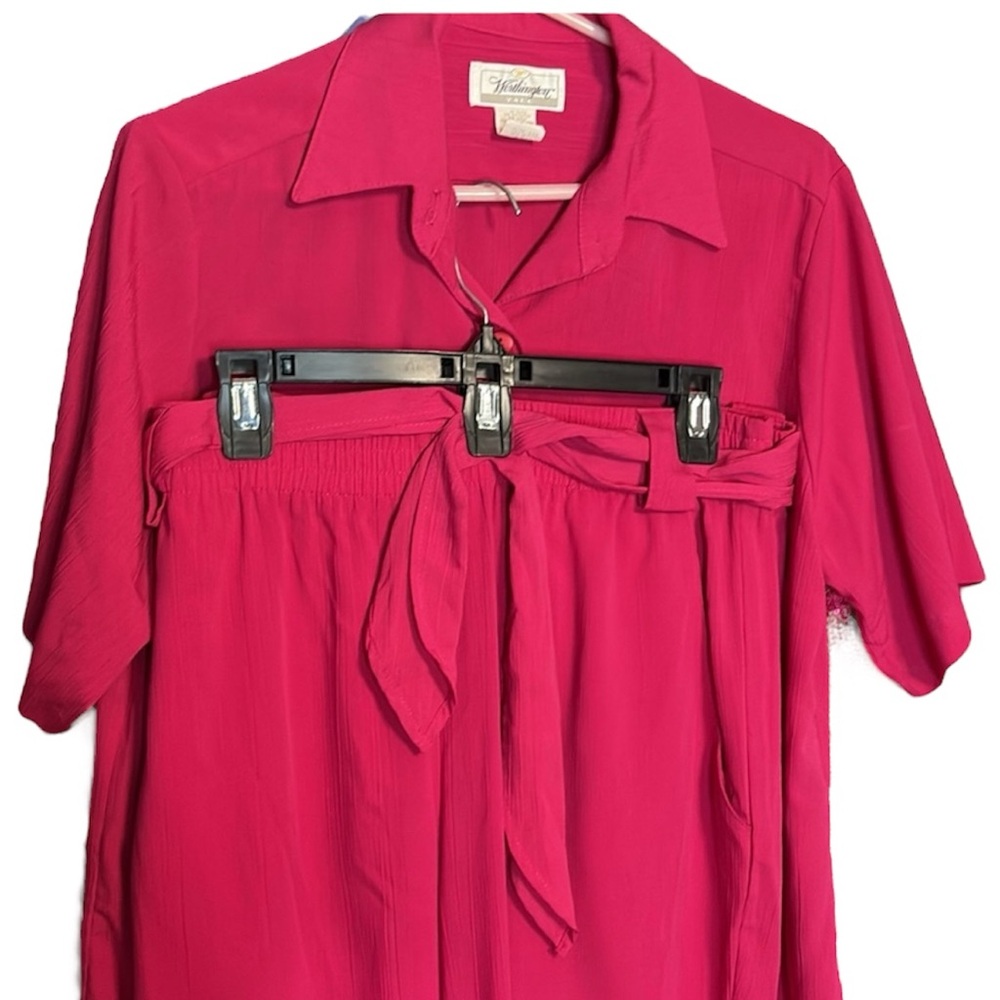 WORTHINGTON Pink Button-Up Shirt and Pants Set Size 12 Tall